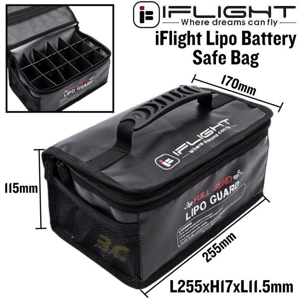 iFlight Lipo Safe Bag Double Zipper FireProof ExplosionProof for Lipo Battery Charge and Storage L255xH115xW170mm MX-Full Send