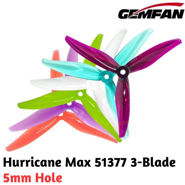 Gemfan Hurricane Max 51377-3 5Inch 5mm Hole 3-blade Propeller (2 pairs/4pcs) Gem51377