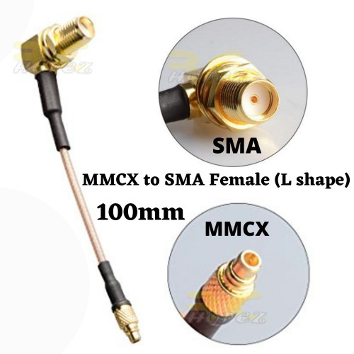 MMCX to SMA Female (L shape) Antenna Extension Adapter Cable 100mm ZX1006