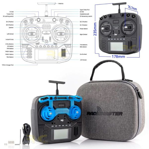 Radiomaster Boxer 2.4GHz 16CH Hall Gimbals 4IN1/ELRS/CC2500 EdgeTX Radio Transmitter (Mode 2 Left) TXN-Boxer