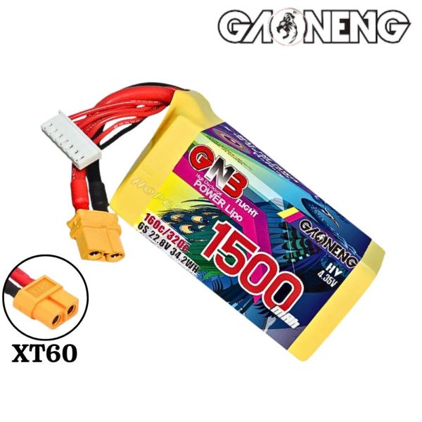Gaoneng GNB 22.8HV 1500mAh 160C 6S Lipo Battery with XT60 GNB1500/160-6S