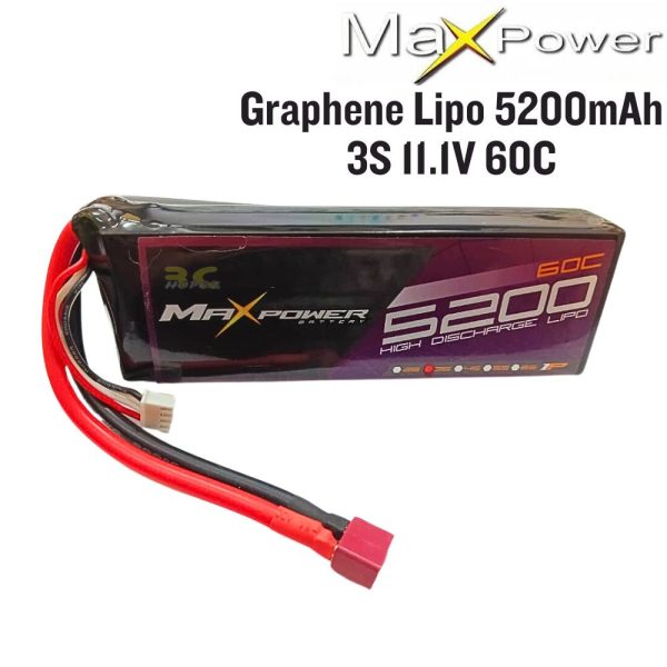 Maxpower Graphene Lipo 11.1V 5200mAh 60C 3S Lipo Battery with Dean Plug MP5260-3G