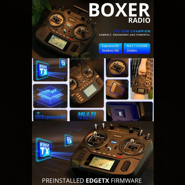 Radiomaster Boxer 2.4GHz 16CH Hall Gimbals 4IN1/ELRS/CC2500 EdgeTX Radio Transmitter (Mode 2 Left) TXN-Boxer