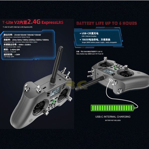Jumper T-Lite V2 16CH Hall Sensor Gimbals ELRS/JP4IN1 Multi-Protocol RF System EdgeTX (Mode 2 Left) T-Lite-V2N