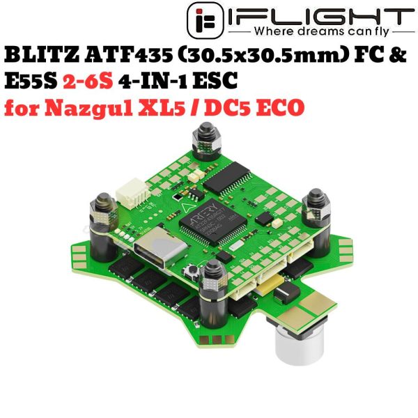 iFlight 30.5×30.5mm BLITZ ATF435 Flight Controller & E55S 55A 2-6S 4In1 ESC for Nazgul XL5 DC5 ECO MX5720