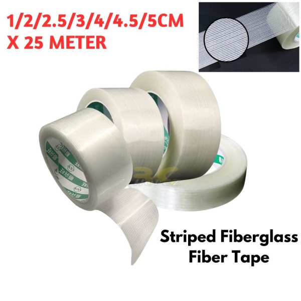 Striped Fiberglass Fiber Tape 1/2/2.5/3/4/4.5/5CM x 25M (1pc) WS