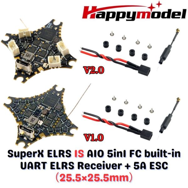 078028a1de6ad9e8051db16a91361dbe.jpeg Happymodel SuperX ELRS V1.0/V2.0 5IN1 AIO 1S 25.5×25.5mm built-in UART ELRS Receiver 5A ESC for Mobula6 2024 ELRS