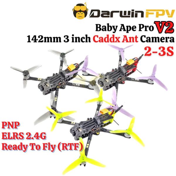 DarwinFPV Baby Ape Baby Ape Pro V2 FPV Drone RTF Ready To Fly 3Inch 2-3S + Radiomaster Pocket/Jumper Bumblebee ELRS 2.4G