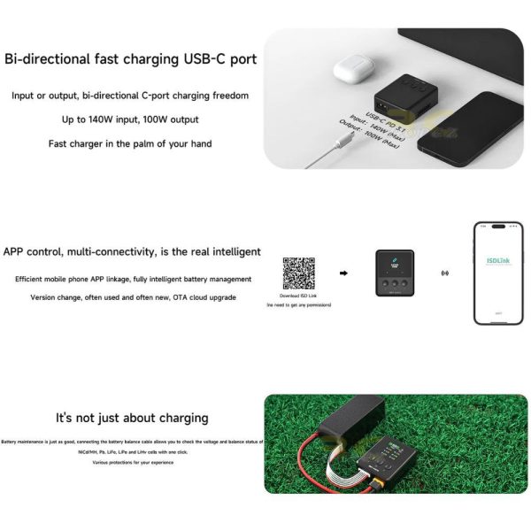 02b03e0006c9ea95d94aa1a2b0c5c800.jpeg ISDT 608PD 240W 10A Smart Digital Lipo Charger XT60 USB Type C Input For 1-6S Battery + Free XT60 to XT30 ISDT-608PDN