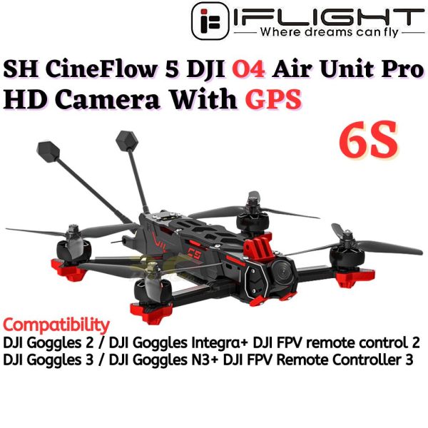iFlight CineFlow 5 DJI O4 Air Unit PRO 6S HD 5 Inch FPV Cinematic Freestyle Racing Drone With GPS MX7603