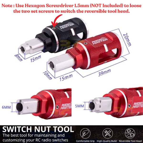 RadioMaster Switch Nut Tool For Effortlessly Tightening or Loosening Switch Collets On RC Radio Transmitter (1PC)TX-0097