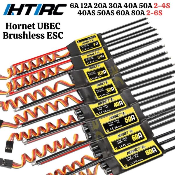 ESC HTIRC Hornet 6A 12A 20A 30A 40A 40AS 50A 50AS 60A 80A SBEC Brushless ESC For RC Plane Airplane Hornet