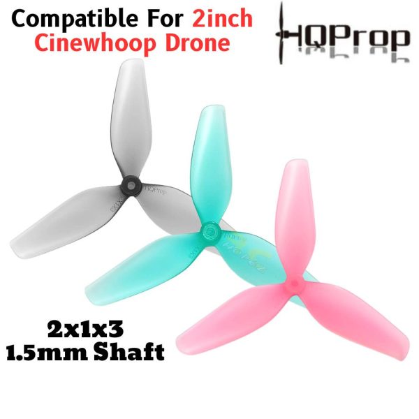 HQProp Durable Prop 2x1x3 1.5mm Hole 3-Blade Propeller (2pairs/4pcs) Compatible For 2inch Cinewhoop Drone HQ213