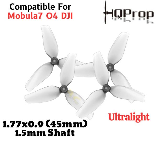 HQProp Ultralight Prop 1.77x0.9 (45mm)  1.5mm Hole 3-Blade Propeller (2pairs/4pcs) Compatible For Mobula7 DJI O4 HQ1609