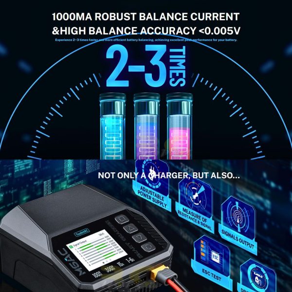 ToolkitRC M6AC Smart Balance Charger 1-6S AC 100W DC 300W 15A   For Lipo LiHV LiFe NiMh LiIon Battery UK Plug TK-M6AC