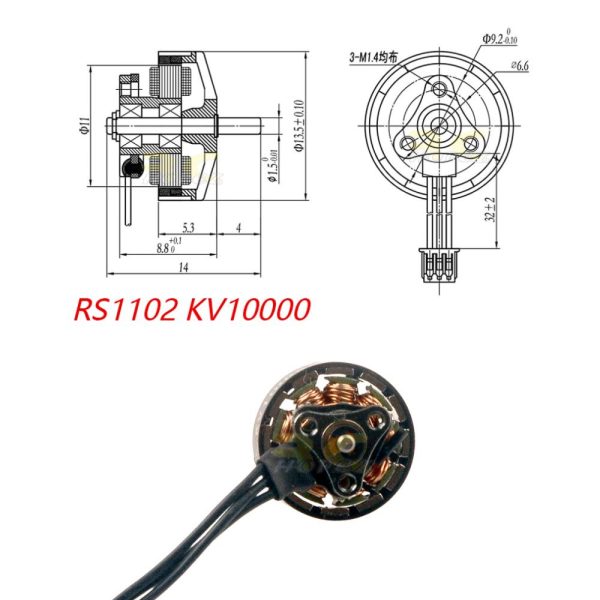 67d8f4986a5c8c9632b1863765eb80bd.jpeg Happymodel Mobula7 O4 Brushless Motor RS1102 10000KV 2S 1.5mm Shaft for Micro FPV Drone RS1102-10