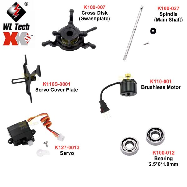 84037fe7bae8892d97992d1ffda9e4af.jpeg Wltoys XK K110S K110 V977 RC Helicopter Accessories Canopy Motor Blade Gear ESC Main Gear Blades Shaft Servo K110S-Parts