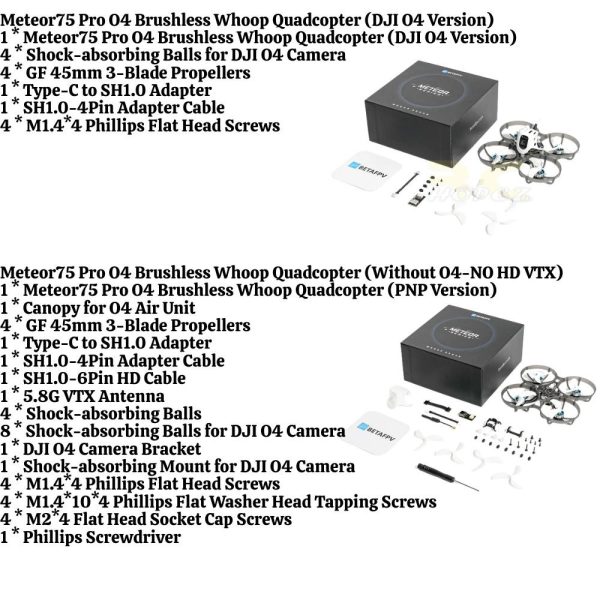 BetaFPV Meteor75 Pro DJI O4 / Without HD VTX 1S Brushless Whoop ELRS 2.4G FPV Drone BT-Meteor75