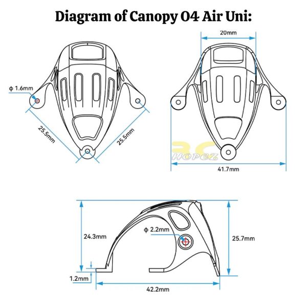 BetaFPV Canopy For O4 Air Unit with Shock-Absorbing Mount Compatible For Meteor65 Pro Meteor75 Pro BT-O4 Canopy
