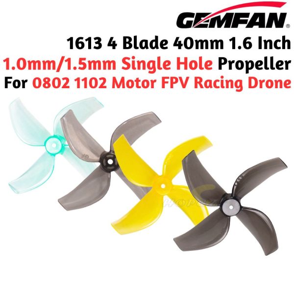 Gemfan 1613 40mm 1.6 Inch 4-Blade Propeller For Motor 0802 1102 1.0mm 1.5mm Hole FPV Racing Drone (4 Pairs/8Pcs) Gem1613