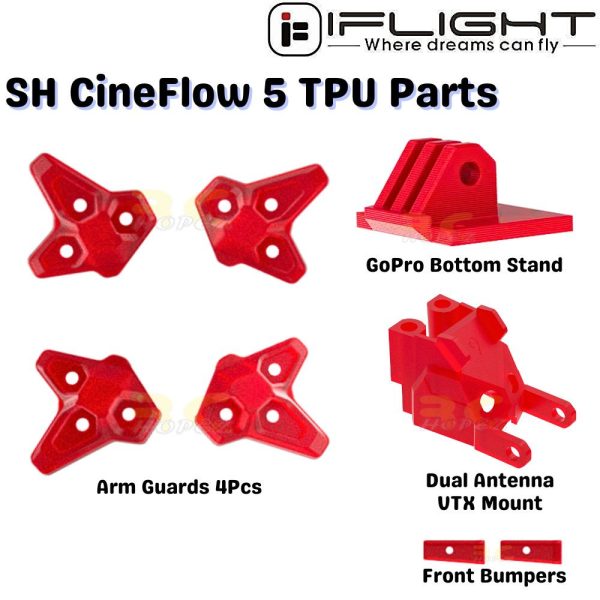 iFlight Cineflow 5 O4 TPU Replacement Parts Arm Guards Dual Antenna VTX Mount GoPro Bottom Stand LED illuminated MX8376