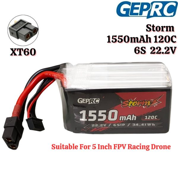 GEPRC Storm 6S 1550mAh 120C 22.2V Lipo Battery With XT60 Plug GEP1550/120-6S