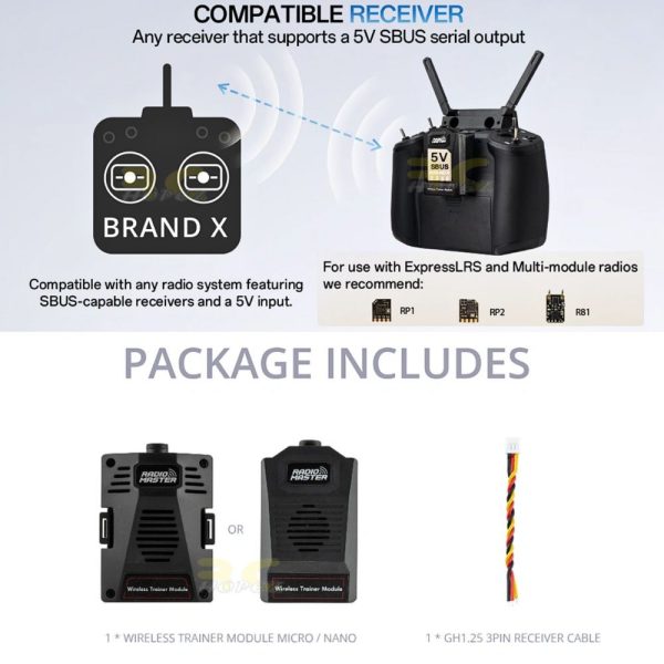 Radiomaster Sbus Wireless Trainer Micro Nano Modules For TX16S Boxer GX12 Zorro Pocket 5V Sbus Serial Receiver TX0106