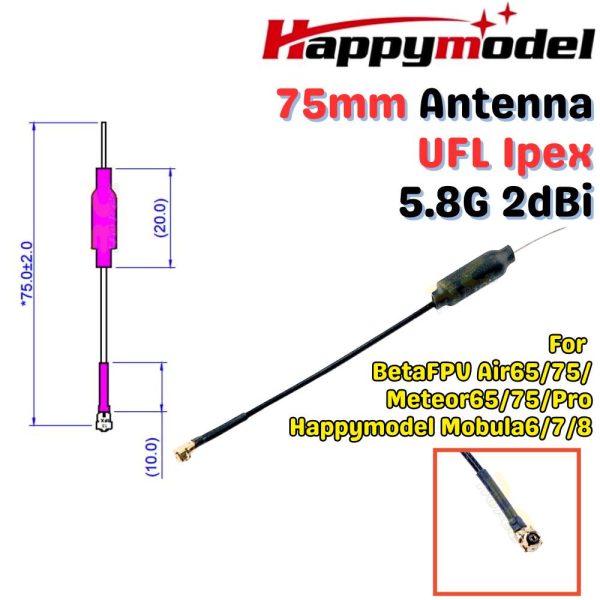 561a3df271eb70b879f134395d9de68f.jpeg Happymodel Antenna UFL Ipex 5.8G 2dBi for Mobula6 2024 Mobula7 O4 Mobula7 1S Mobula8 Air65 Air75 DIY Tiny Whoop HP0174