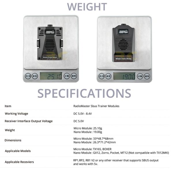 Radiomaster Sbus Wireless Trainer Micro Nano Modules For TX16S Boxer GX12 Zorro Pocket 5V Sbus Serial Receiver TX0106