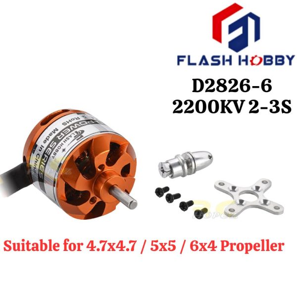 558797ccd7f870f824700d8cf417f4b6.jpeg Flash Hobby D2826-6 2200KV 2-3S 3.175mm Shaft Brushless Motor For AF Model Sky Surfer RC Airplane DIY Jet D2826-6