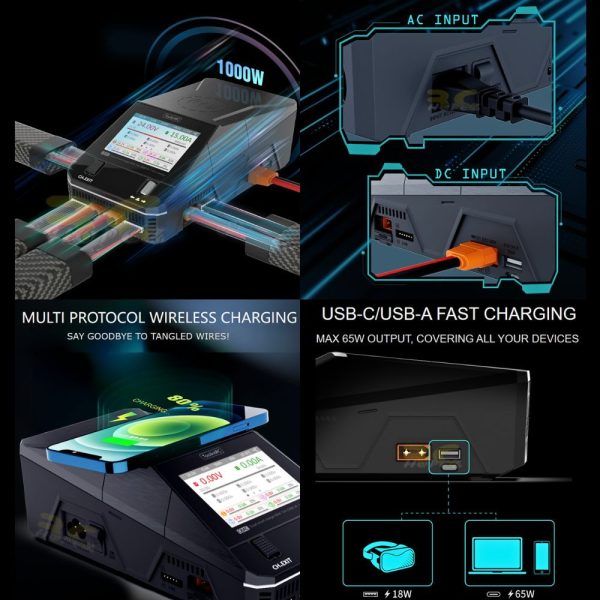 8f4cad3caf62e7adc9f12cd771cba43c.jpeg ToolkitRC Q6AC AC 400W DC 1000W 15A*4 Battery Charger Support Wireless Charging 1-6S 4CH Output XT60 XT30 UKPlug TK-Q6AC