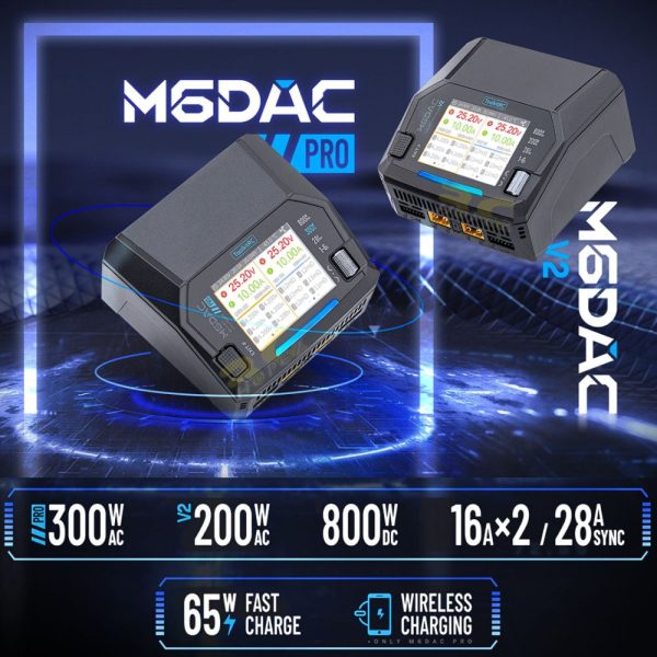 ToolkitRC M6DAC PRO Dual Channel Charger 1-6S AC 300W DC 800W 16Ax2 For Lipo LiHV LiFe NiMh LiIon Battery UK Plug