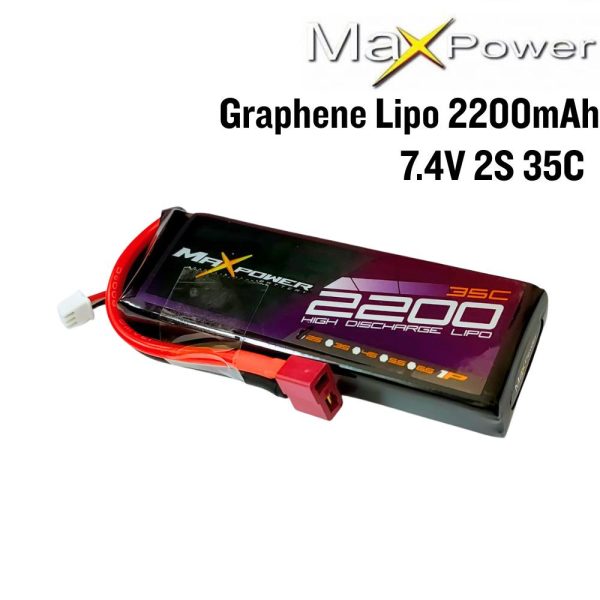 1ead1f848ca0ffe15a3e7730aef08dec.jpeg Maxpower Graphene Lipo 2200mAh 2S 7.4V 35C Lipo Battery with Dean Plug MP2235-2GN