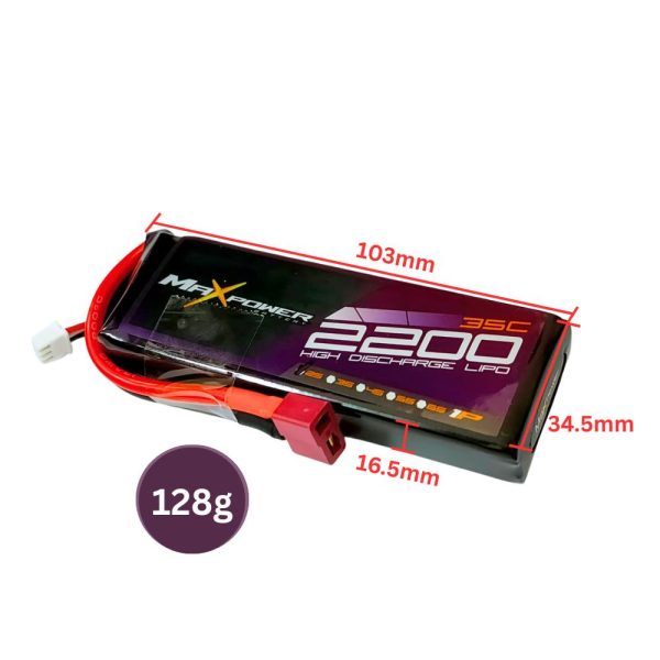 Amewi 28900 Batteria LiPo 7.4V 6500mAh 55C Con Connettore Dean, Custodia Rigida, Per Modelli RC