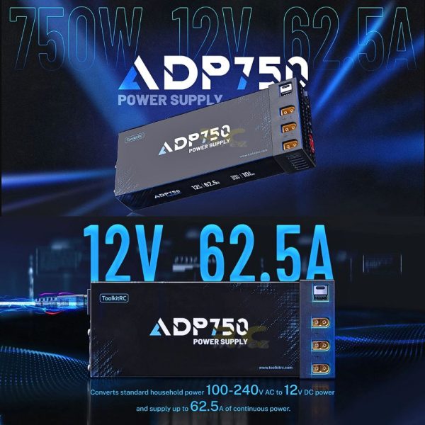 ToolkitRC M8D 1600W 50A Touchscreen Dual Ch Charger + ADP750 Power Supply Adapter 750W for 1-8S Lipo LiHV LiFe NiMh M8D