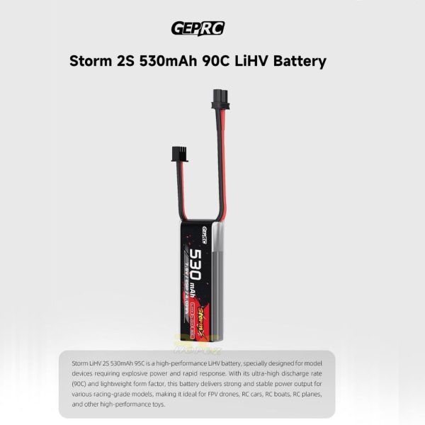b1df9b8ecad57807f0a37c5e6cb5acce.jpeg GEPRC Storm 2S 530mAh 90C 7.6V LiHV Battery With XT30 Plug For Darkstar16 O4 Pro GEP530/90-2S
