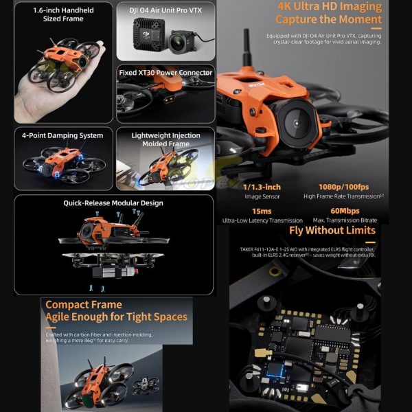 f22fb9b436436381781287271a55d233.jpeg GEPRC DarkStar16 FPV Drone DJI O4 PRO /WTFPV Without Camera VTX 2S 1.6 Inch PNP/ELRS 2.4G Freestyle TinyWhoop GEP-DS16