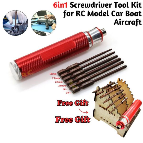 RC Tool 6 in 1 Screwdriver 1.5 2.0 2.5 3.0mm 0#+ 1#- Hex Socket Repair Tools Kit for RC Car Helicopter Drone Boat BG-61