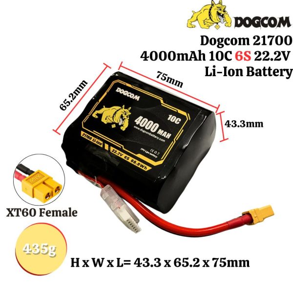 DOGCOM 21700 4000mAh Li-ion Battery 4S 14.8V / 6S 22.2V With XT60 Plug Designed For Long-range RC Drone DCM4000
