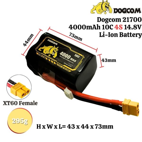 DOGCOM 21700 4000mAh Li-ion Battery 4S 14.8V / 6S 22.2V With XT60 Plug Designed For Long-range RC Drone DCM4000