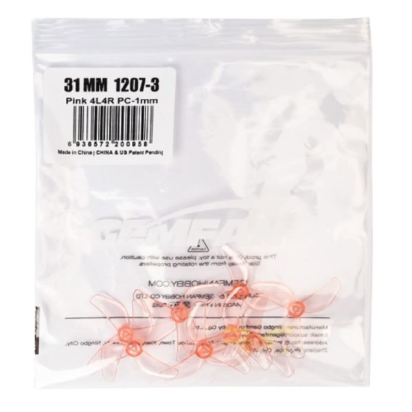 Gemfan 1207 31mm 1.2Inch 3 Blade Propeller 1mm Shaft for BetaFPV Air65 / 0702 Motor (4 Pairs/8Pcs) Gem1207-3