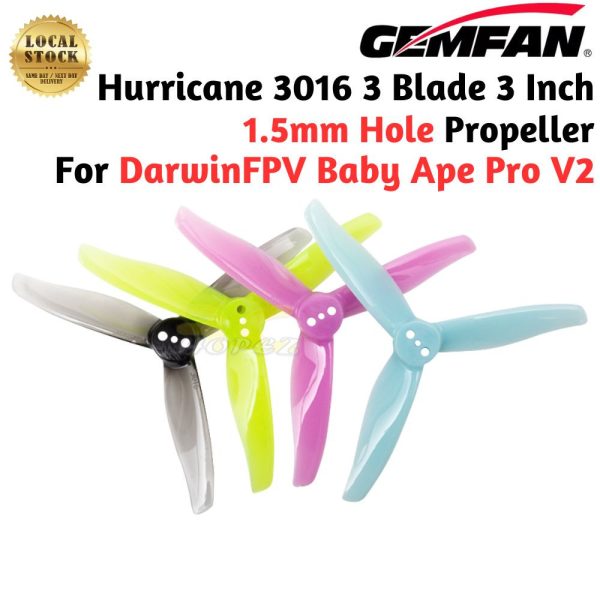 1841c3ed7ceab234594509a8a1277a55.jpeg Gemfan Hurricane 3016 3 Inch 3 Blade Propeller 1.5mm Hole for Baby Ape Pro V2 (2 pairs/4pcs) Gem3016-1.5