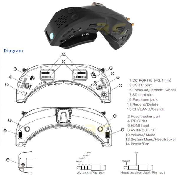 76ca1606b85f290a875c8c7c91e675fd.jpeg Skyzone SKY04O PRO FPV Goggles with OLED Screen 60FPS DVR 5.8Ghz 48CH Steadyview Receiver W/Head Tracker Fan LED SKY04O