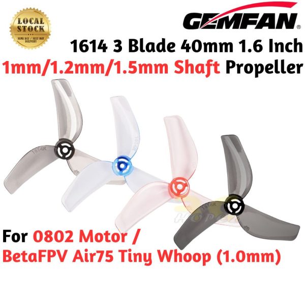 c1a48f8710a0350bf7ddb44d518297f2.jpeg Gemfan 1614 40mm 1.6Inch 3 Blade Propeller 1.0mm 1.2mm 1.5mm Shaft for BetaFPV Air75 /0802 Motor(4 Pairs/8Pcs) Gem1614-3