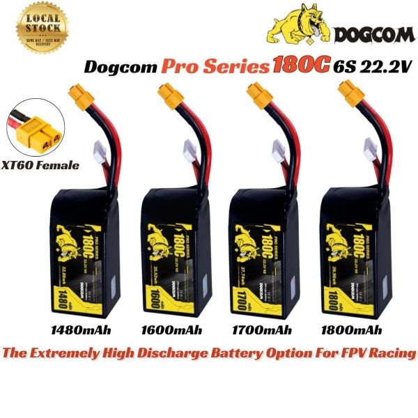 c467c36d38f2767491f44e1ef8ffd042.jpeg Dogcom 1800mAh 1700mAh 1600mAh 1480mAh 180C Pro Series 6S 22.2V Lipo Battery With XT60 Plug DCM-PRO