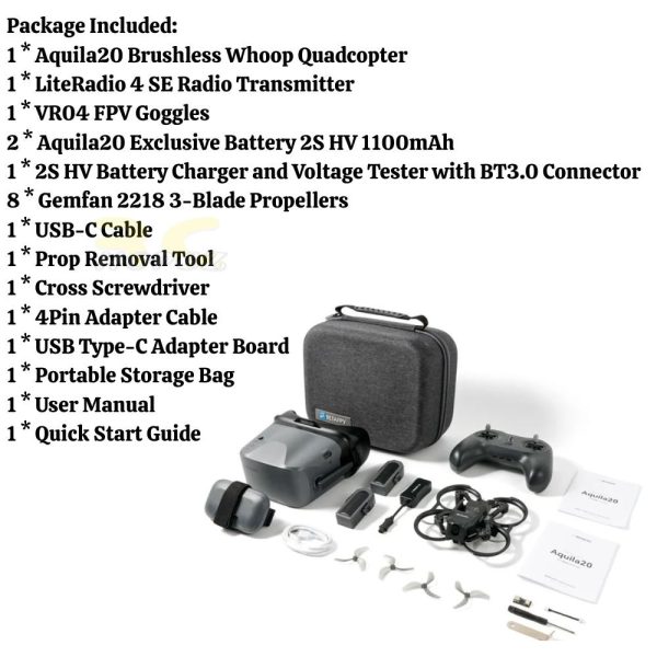 22c2d6d91c7fe3198fe72dc1a6339db9.jpeg BetaFPV Aquila20 2S FPV Kit Brushless with LiteRadio 4 SE Radio +VR04 Goggles+2Pcs HV 1100Mah Battery RTF BT-Aquila20