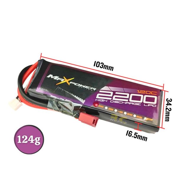 2d6e804cb4fd1986913dc7ba043cec76.jpeg Maxpower Graphene Lipo 7.4V 2200mAh 120C 2S Lipo Battery with Dean Plug MP2120-2G