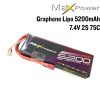 Maxpower Graphene Lipo 7.4V 5200mAh 75C 2S Lipo Battery with Dean Plug MP-5275-2GS