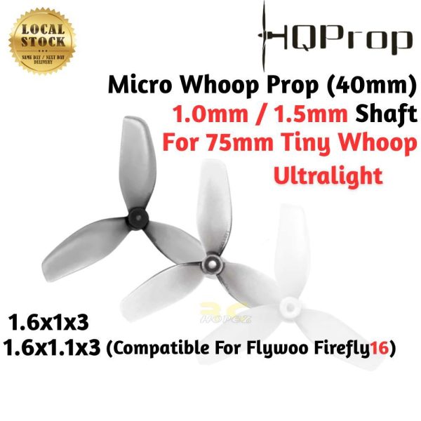 9966b8c11fb2865d4dfb436c62155033.jpeg HQProp 40MMX3 3Blade 1.6X1X3 1.6x1.1x3 Shaft 1.0mm/1.5mm (2pair/4pcs) Propeller for Flywoo Firefly16 /75mm Whoop HQ1611