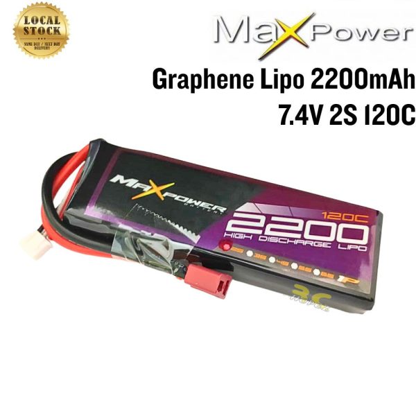 b32d70cf162891b2954e3e2e161ac53c.jpeg Maxpower Graphene Lipo 7.4V 2200mAh 120C 2S Lipo Battery with Dean Plug MP2120-2G